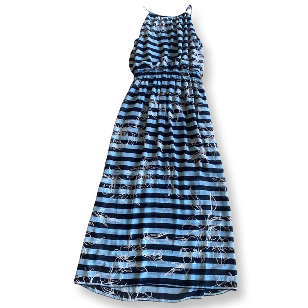Enfocus Studio Blue Stripes Tropical Maxi Dress - Picture 3 of 4